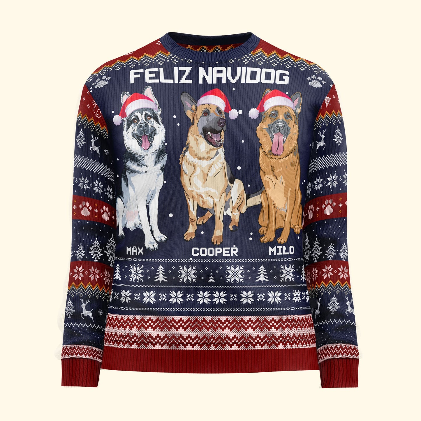 Feliz Navidog German Shepherd Dog Lovers - Personalized Ugly Sweater