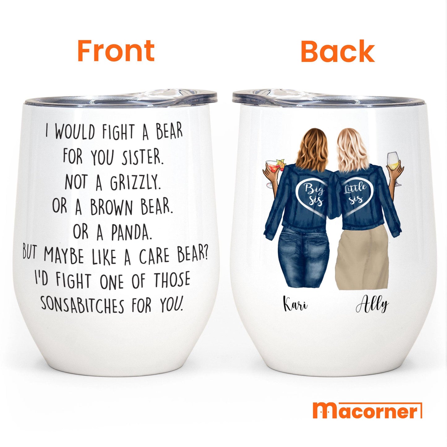 Fight-A-Bear-For-You-Sister-Personalized-Wine-Tumbler-Gift-For-Sisters