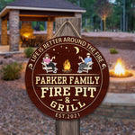 Fire Pit And Grill  - Personalized Wood Sign - Birthday, Summertime Decor, Housewarming Gift For Family, Friends