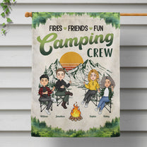 Fires Friends Fun Camping Crew - Personalized Flag