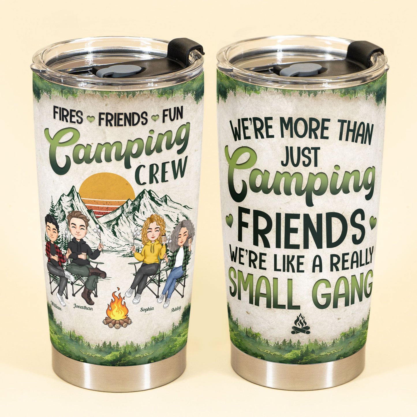 Fires Friends Fun Camping Crew - Personalized Tumbler Cup