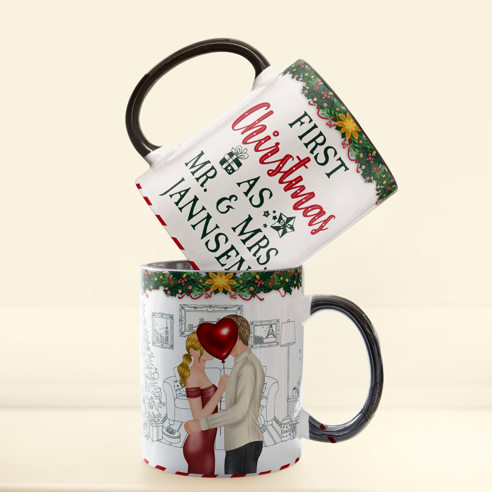 First Christmas As Mr. & Mrs. - Personalized Accent Mug