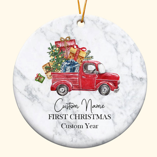 First Christmas - Personalized Ceramic Ornament - Christmas Gift For Friends And Family