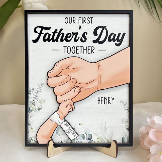 First Father's Day - Personalized Wooden Plaque