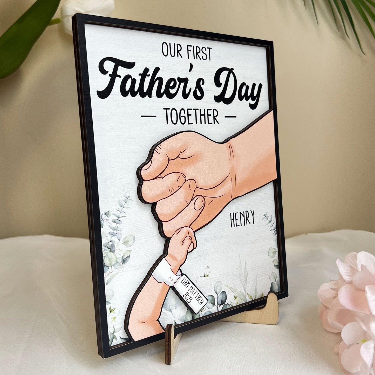 First Father's Day - Personalized Wooden Plaque