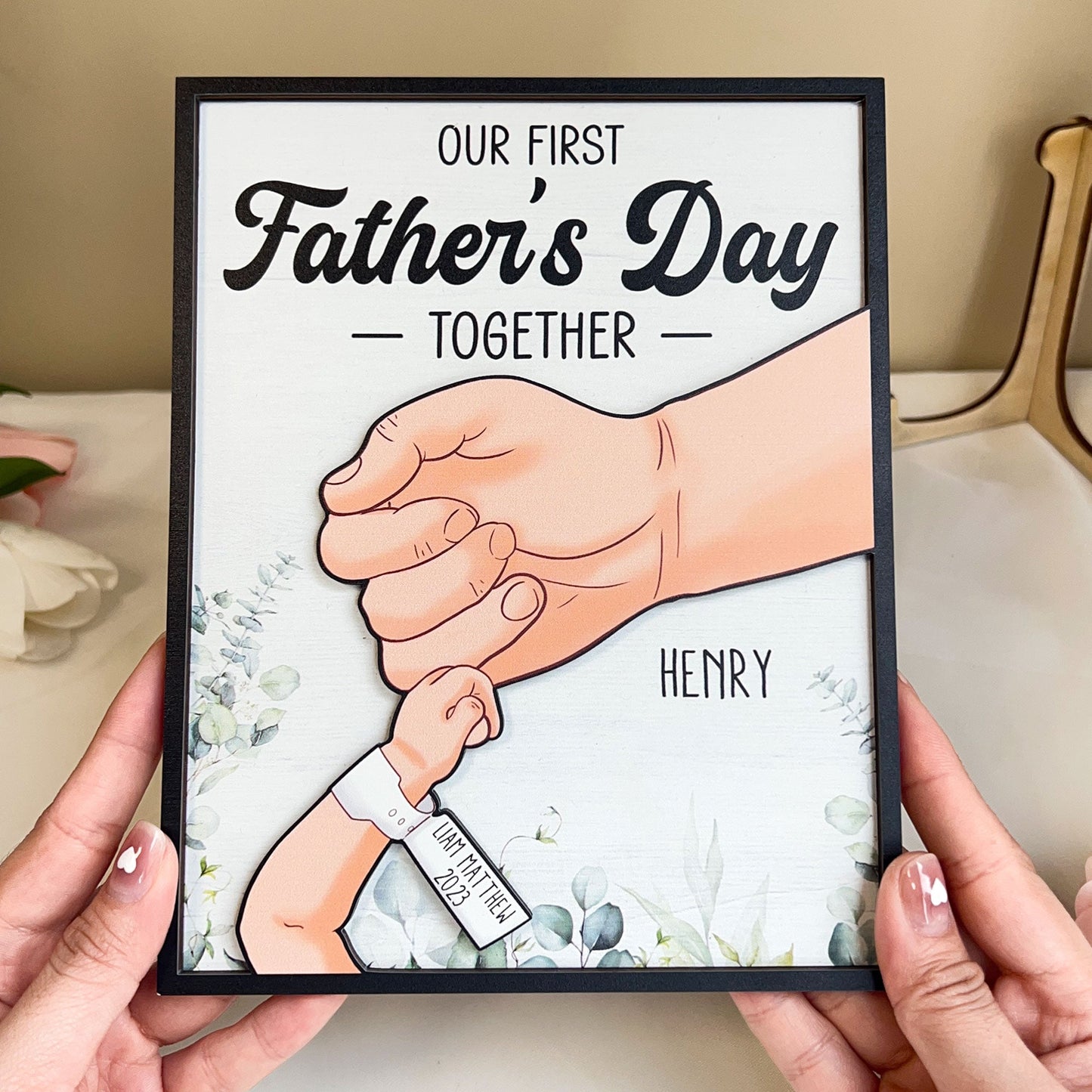 First Father's Day - Personalized Wooden Plaque