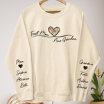 First Mom Now Grandma Custom Names On Sleeve - Personalized Sweatshirt