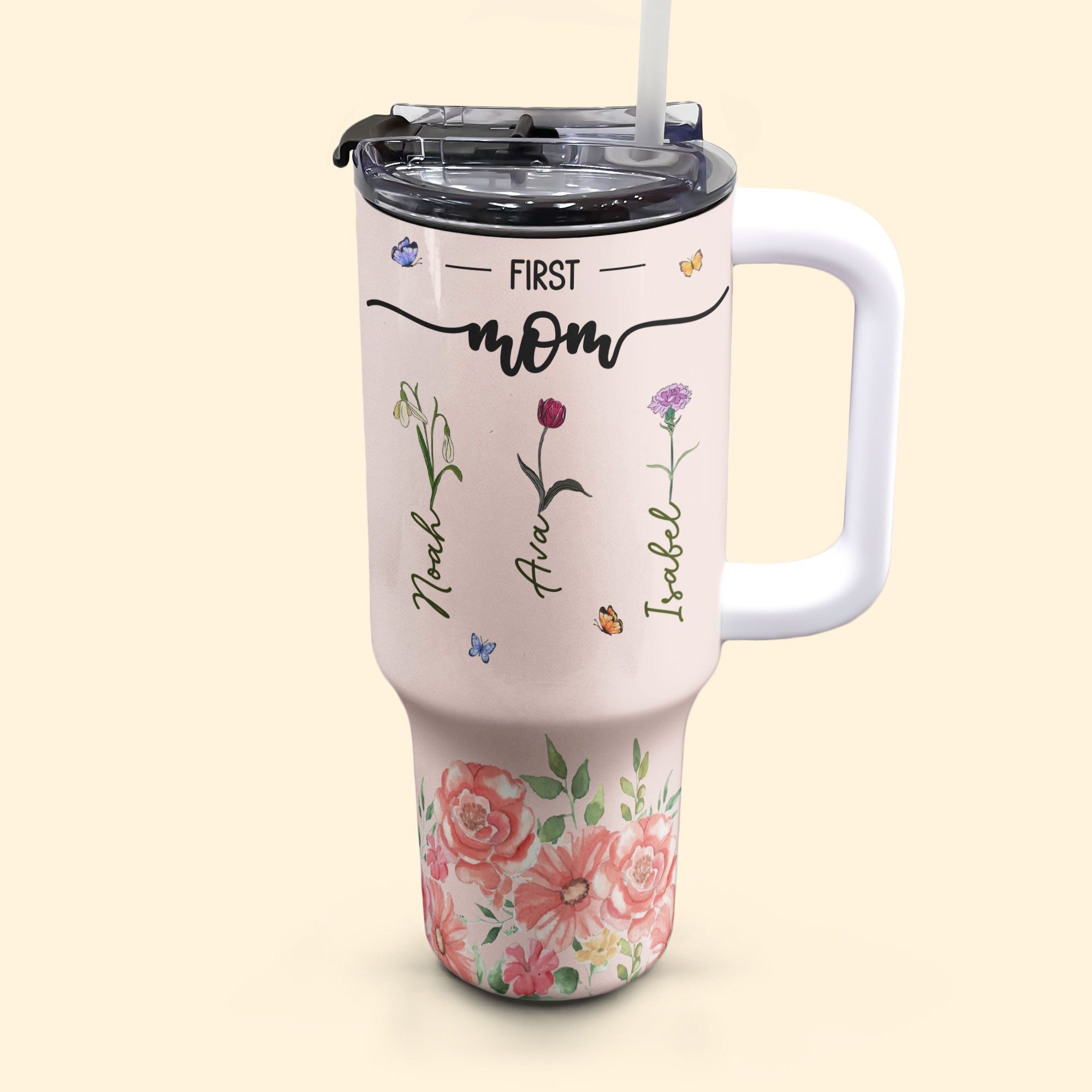 First Mom Now Grandma - Personalized 40oz Tumbler With Straw