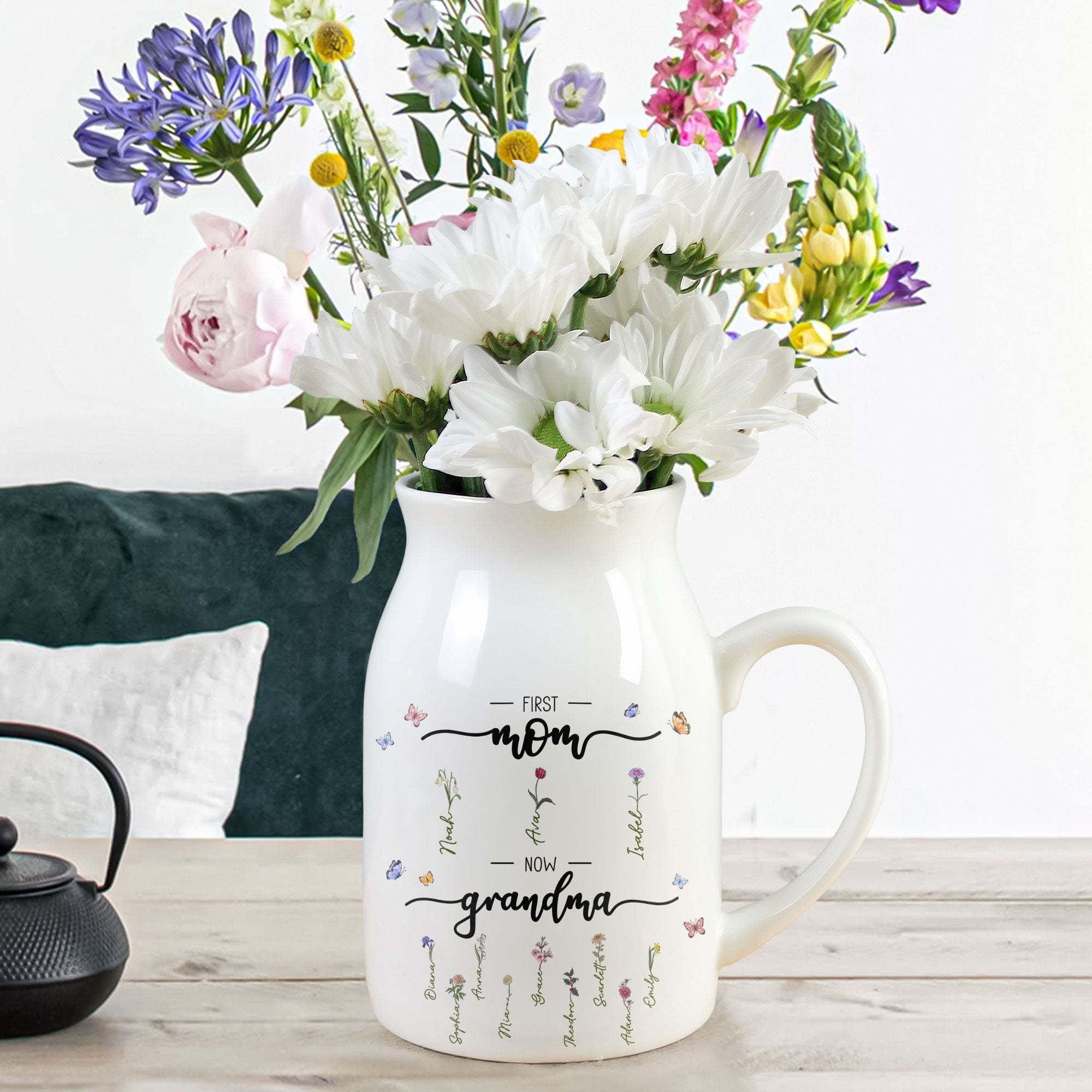 First Mom Now Grandma - Personalized Ceramic Flower Vase