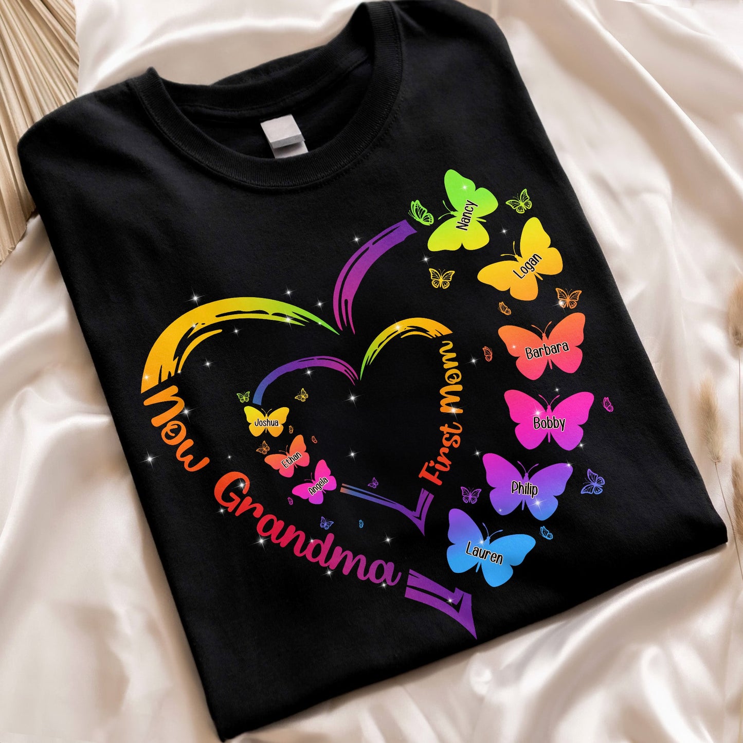 First Mom Now Grandma With Butterfly - Personalized Shirt