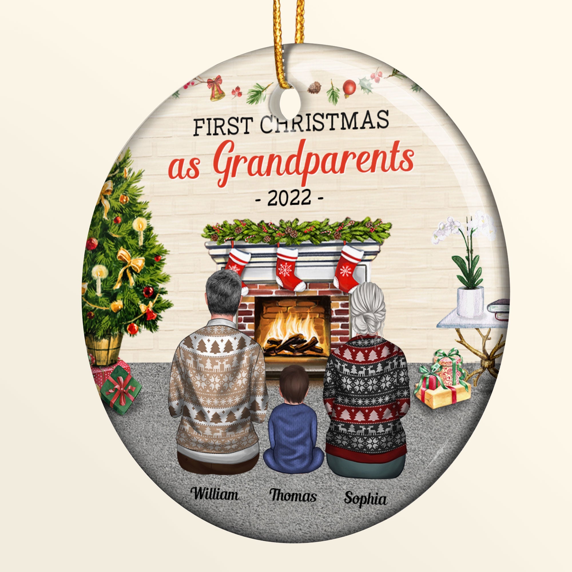 First Christmas As Grandparents - Personalized Ceramic Ornament - Christmas, Loving Gift For Grandparents, Grandma, Grandpa