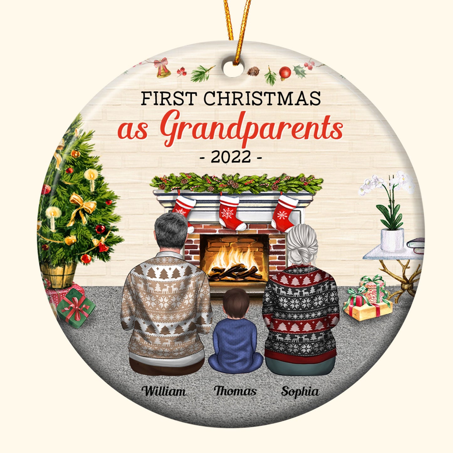 First Christmas As Grandparents - Personalized Ceramic Ornament - Christmas, Loving Gift For Grandparents, Grandma, Grandpa