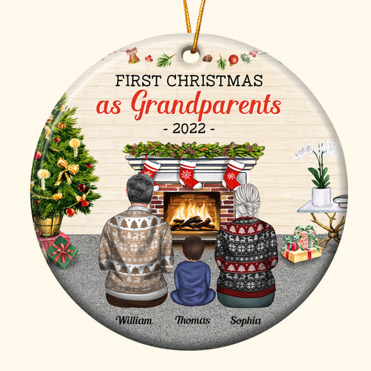 First Christmas As Grandparents - Personalized Ceramic Ornament - Christmas, Loving Gift For Grandparents, Grandma, Grandpa