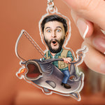 Fishing Bass Fish Custom Face For Dad, Grandpa - Personalized Acrylic Photo Keychain