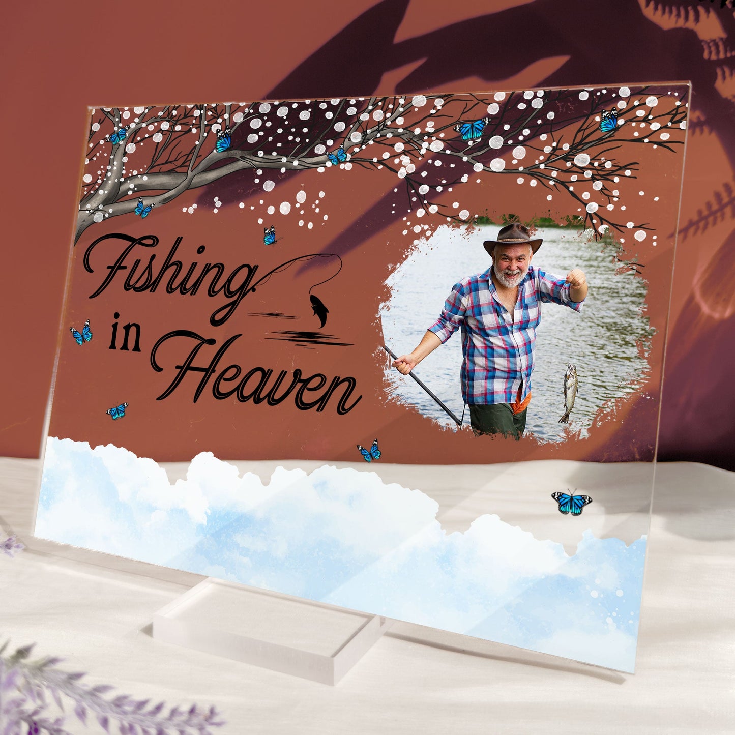 Fishing In Heaven - New Version - Personalized Acrylic Plaque