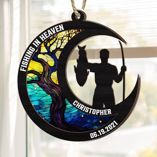 Fishing In Heaven - Personalized Suncatcher Ornament