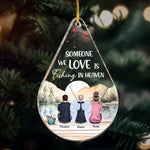 Fishing In Heaven - Personalized Teardrop Shaped Acrylic Ornament