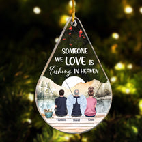 Fishing In Heaven - Personalized Teardrop Shaped Acrylic Ornament