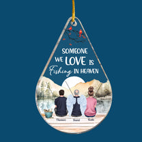 Fishing In Heaven - Personalized Teardrop Shaped Acrylic Ornament