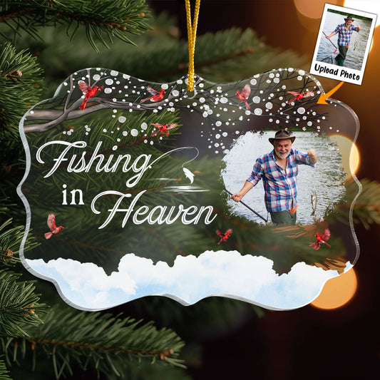 Fishing In Heaven - Ver 2 - Personalized Acrylic Photo Ornament