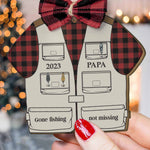 Fishing Vest - Personalized Wooden Ornament