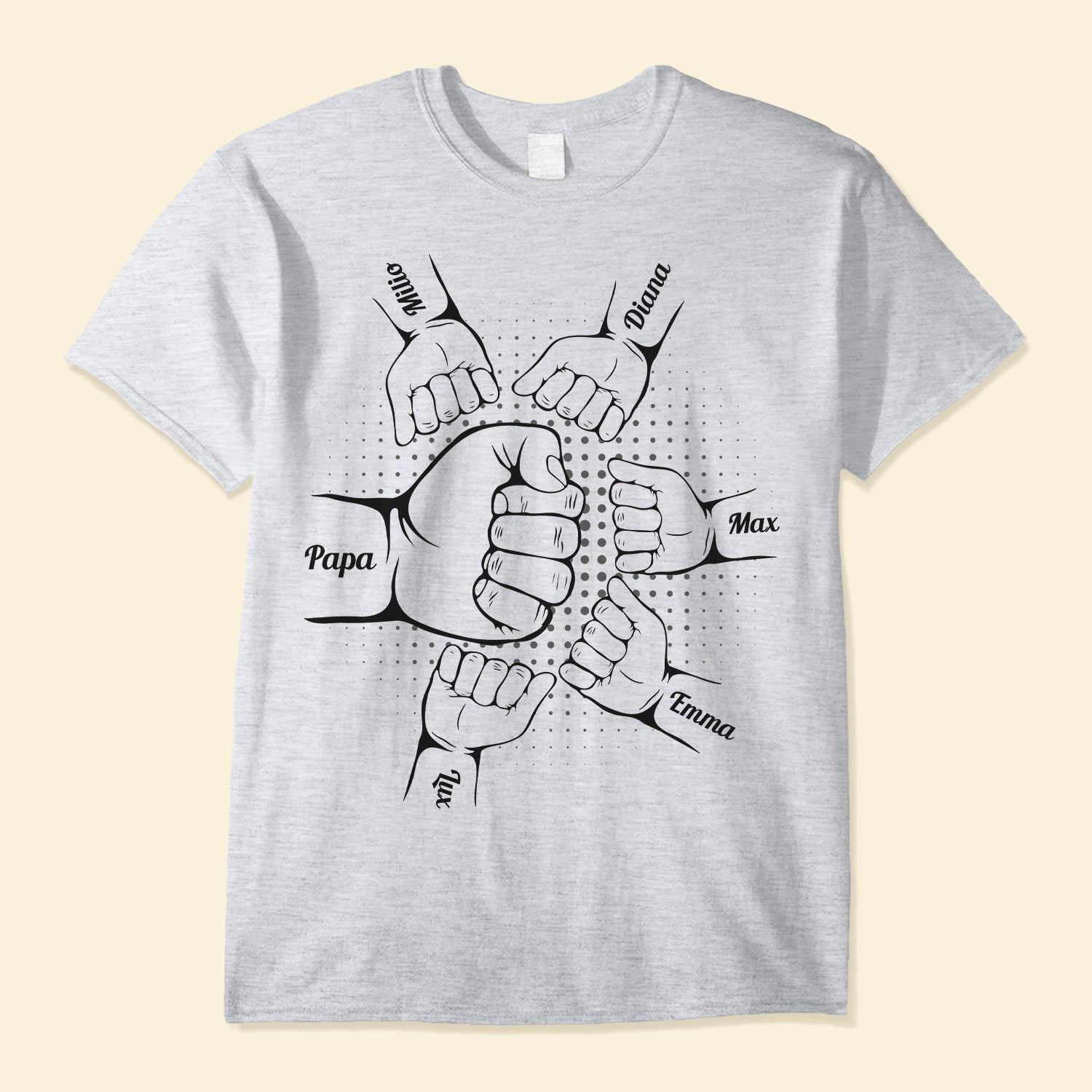 Father's Day Gifts, Fist Bump With Kids Father's Day For Dad, Grandpa Up To 15 - Personalized Shirt