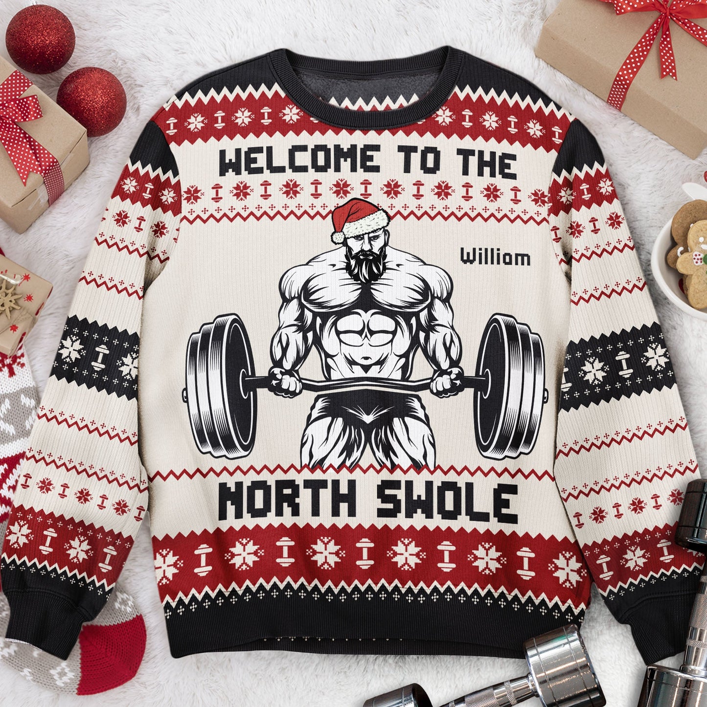 Swole Fitness Christmas Sweater Fitness Gymer Welcome To The North