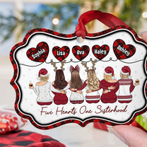 Five Hearts One Sisterhood - Personalized Aluminum Ornament