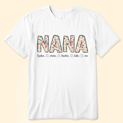 Floral Nana Custom Kids' Names - Personalized Shirt