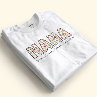 Floral Nana Custom Kids' Names - Personalized Shirt