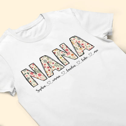 Floral Nana Custom Kids' Names - Personalized Shirt