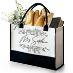 Floral - Personalized Canvas Tote Bag