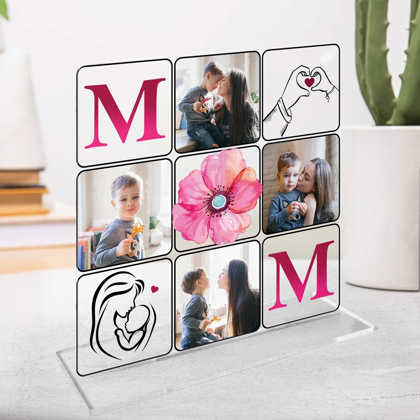 Flower And Mom - Personalized Acrylic Photo Plaque