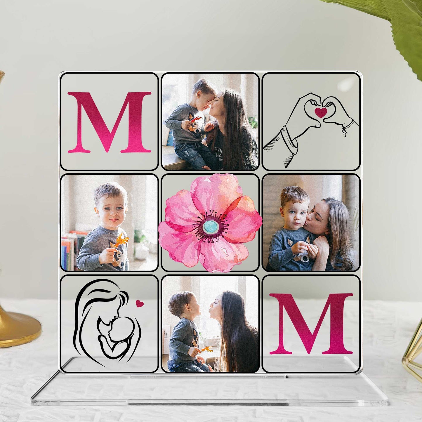 Flower And Mom - Personalized Acrylic Photo Plaque