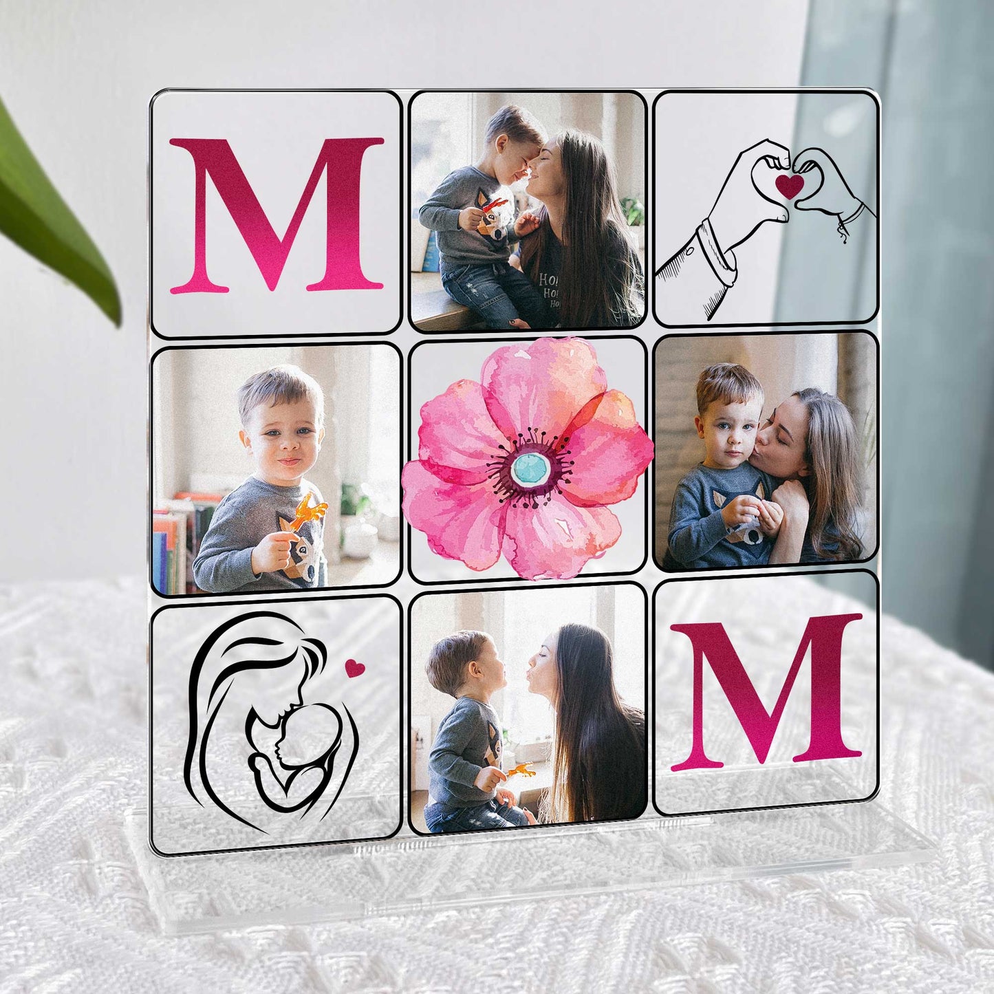 Flower And Mom - Personalized Acrylic Photo Plaque