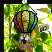 Flying With Air Balloon- Personalized Window Hanging Suncatcher Ornament