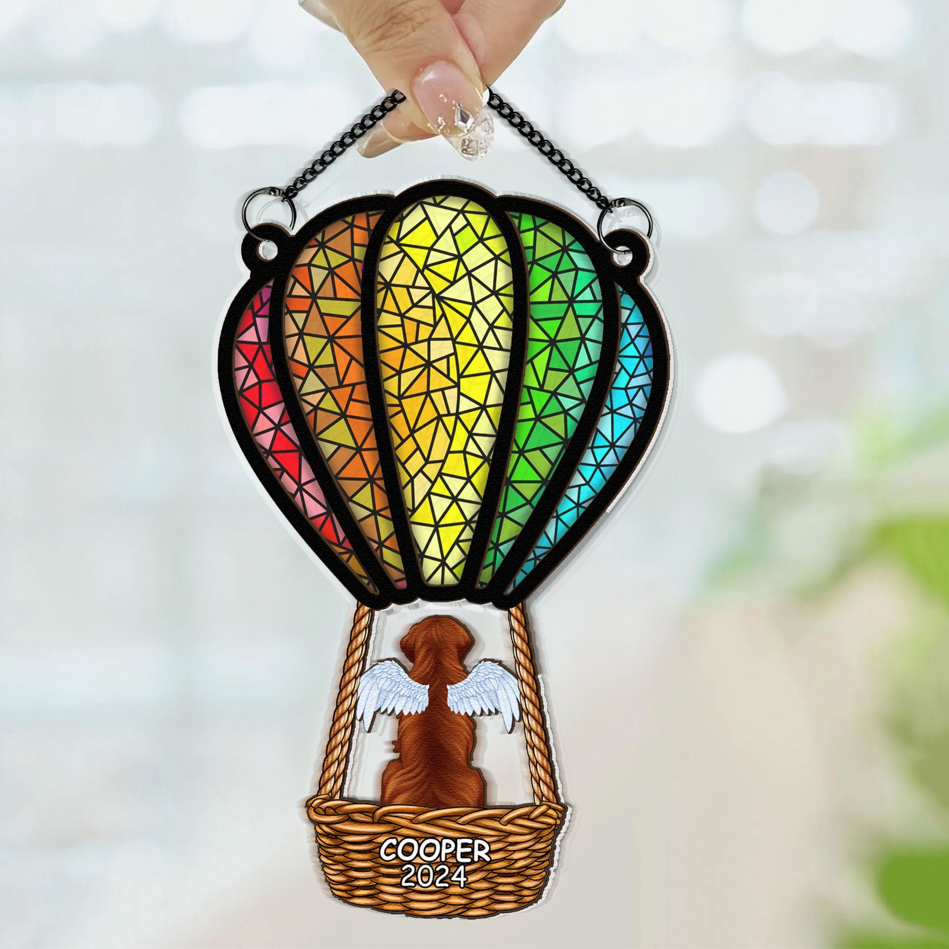 Flying With Air Balloon- Personalized Window Hanging Suncatcher Ornament