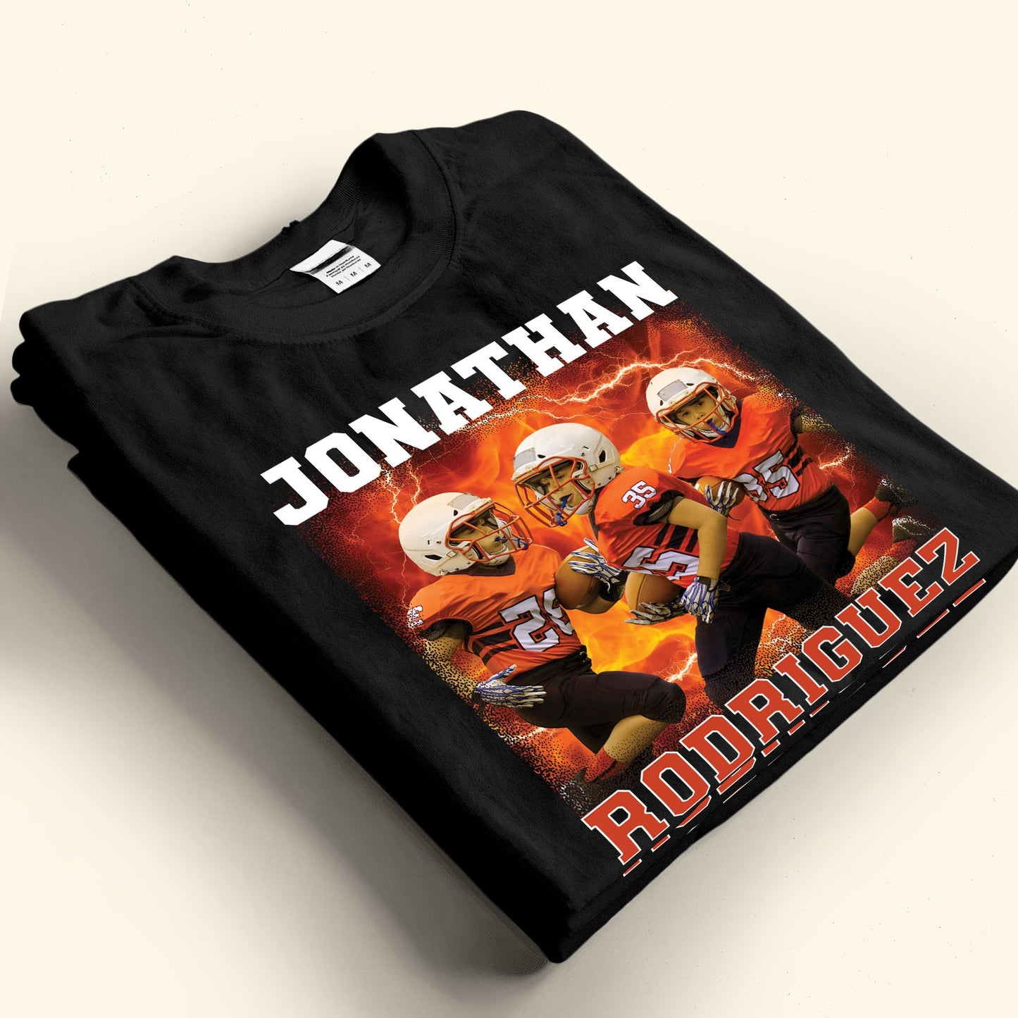 Football Player Bootleg Tee - Personalized Photo Shirt