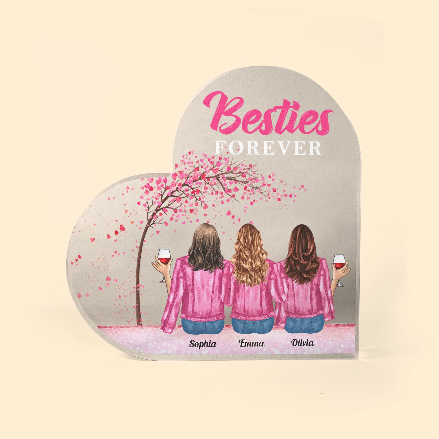 Forever Besties - Personalized Heart-Shaped Acrylic Plaque - Birthday, Funny, Friendship Gift For Besties, BFF, Sisters