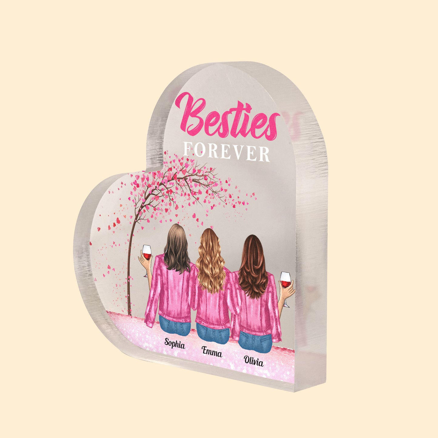 Forever Besties - Personalized Heart-Shaped Acrylic Plaque - Birthday, Funny, Friendship Gift For Besties, BFF, Sisters