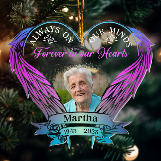 Forever In Our Hearts - Personalized Wings Shaped Acrylic Photo Ornament