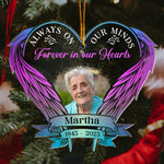 Forever In Our Hearts - Personalized Wings Shaped Acrylic Photo Ornament
