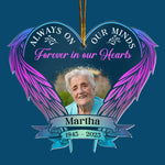 Forever In Our Hearts - Personalized Wings Shaped Acrylic Photo Ornament