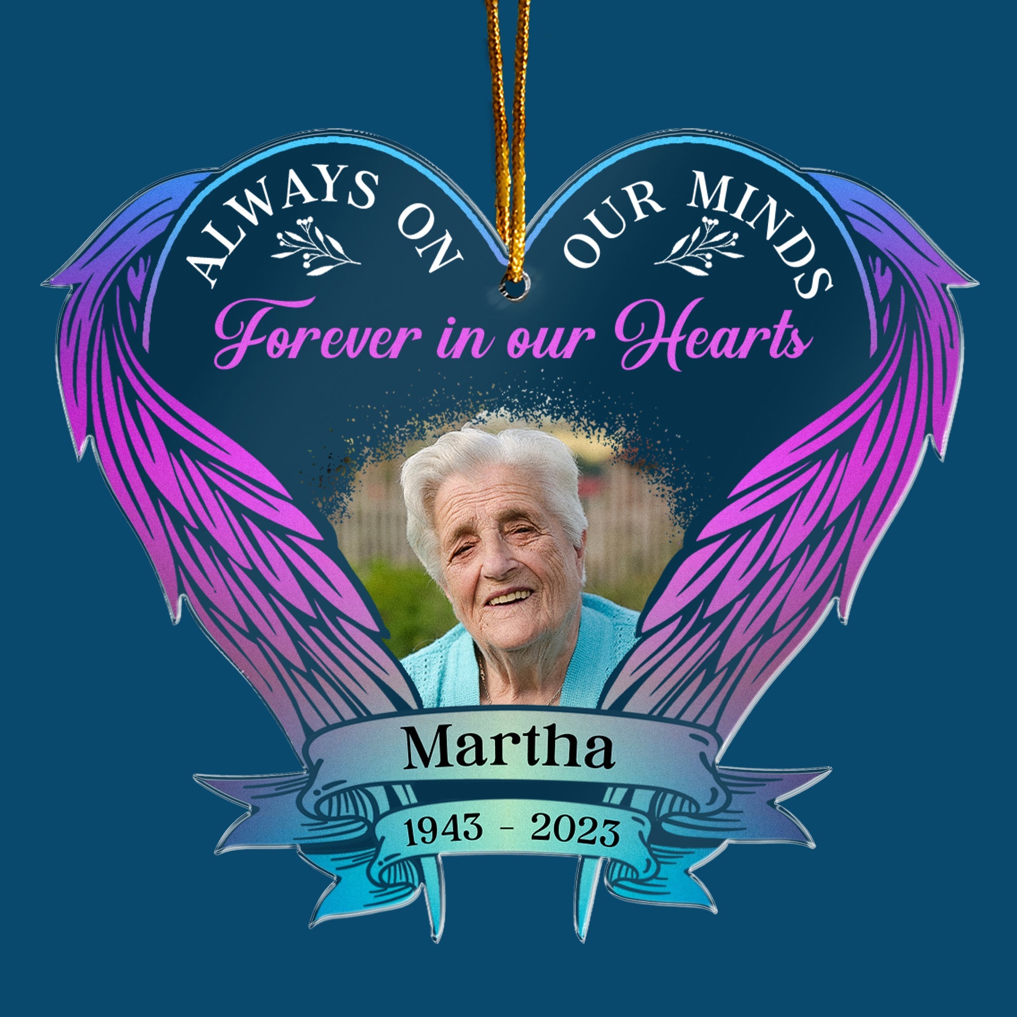 Forever In Our Hearts - Personalized Wings Shaped Acrylic Photo Ornament
