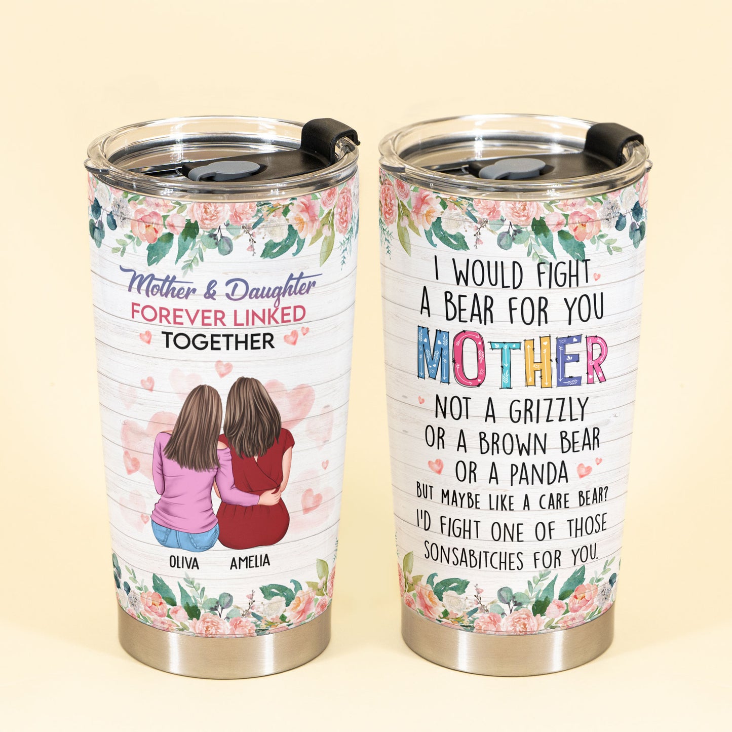 Forever Linked Together - Personalized Tumbler Cup - Birthday Gift For Mother