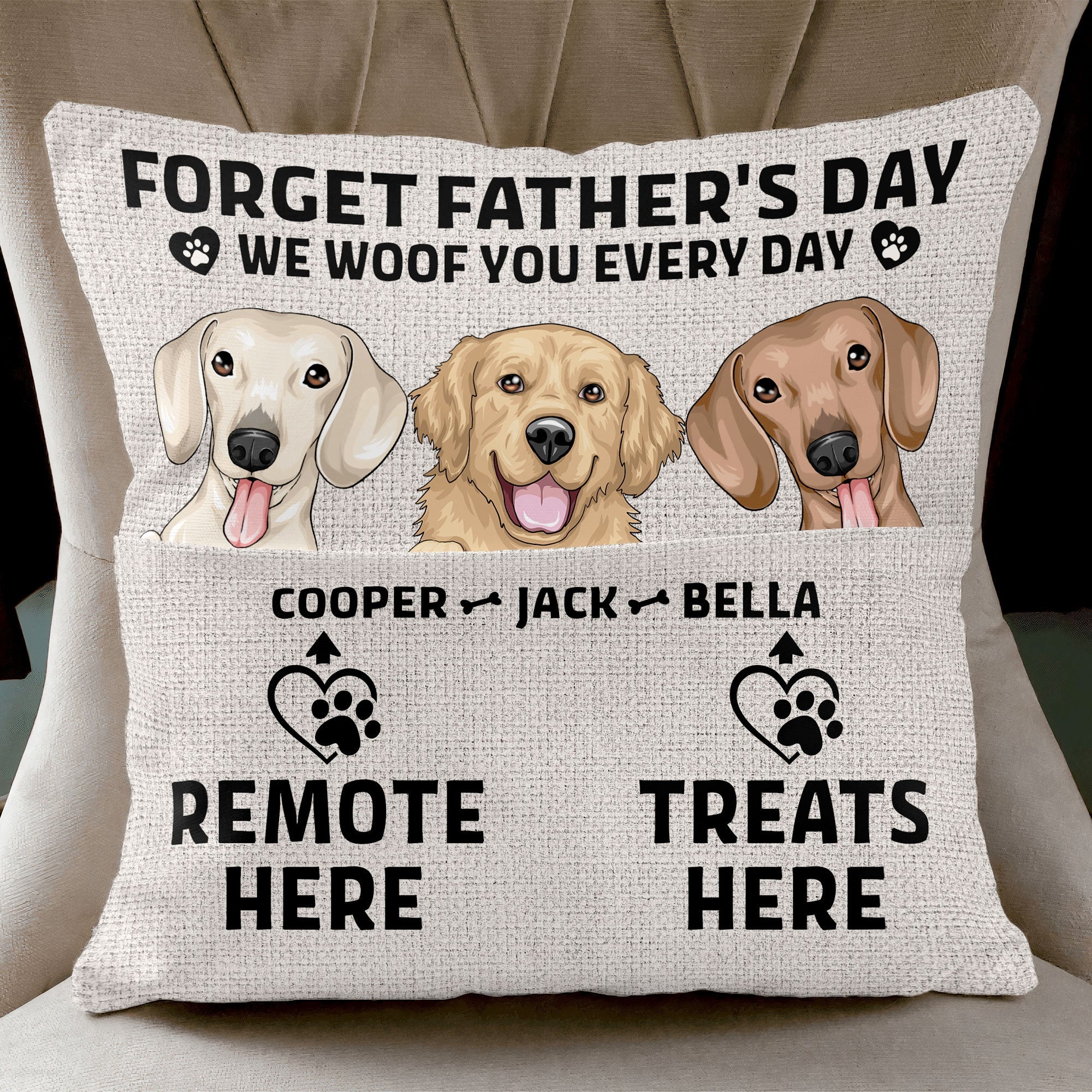 Forget Father's Day We Woof You Every Day - Personalized Pocket Pillow (Insert Included)