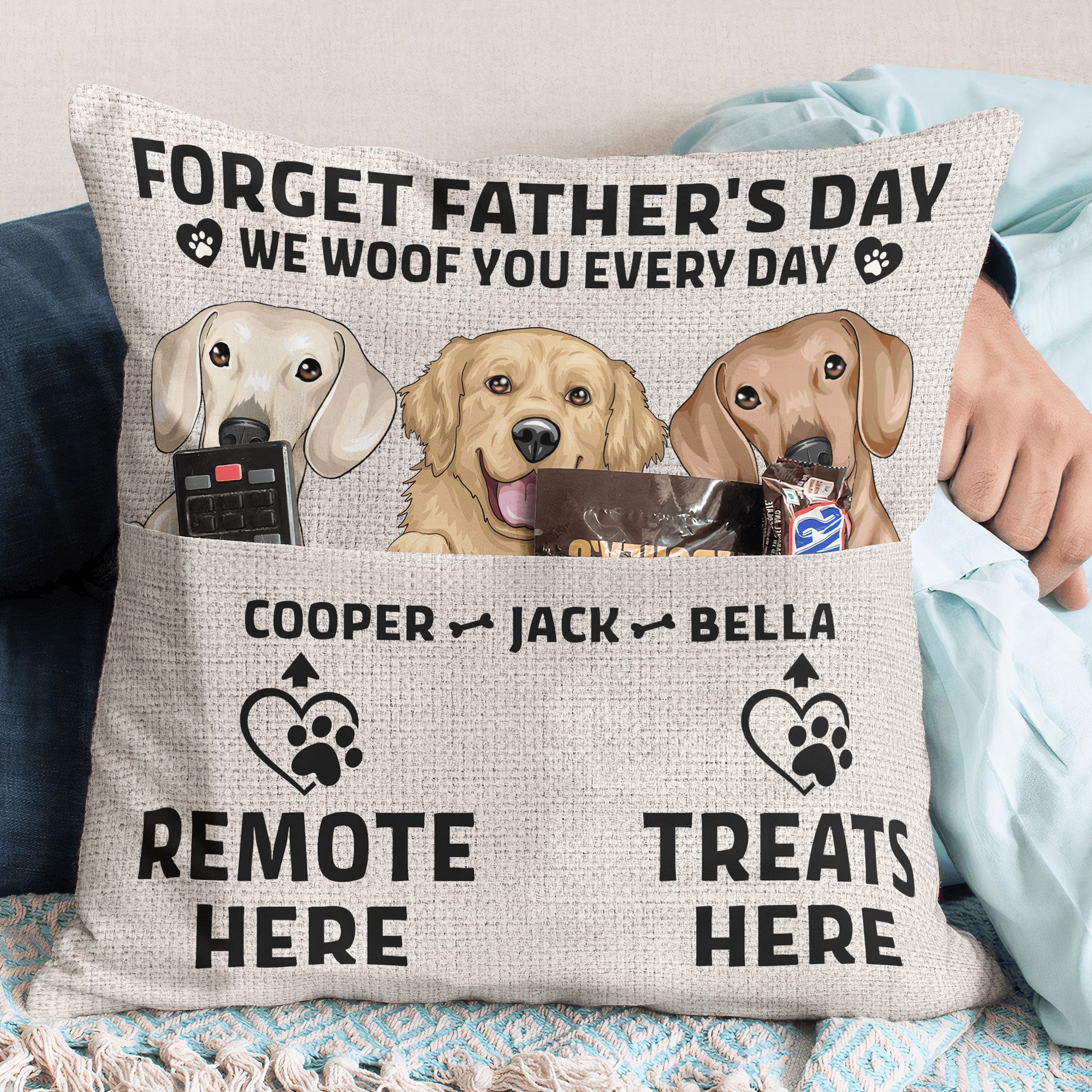 Forget Father's Day We Woof You Every Day - Personalized Pocket Pillow (Insert Included)