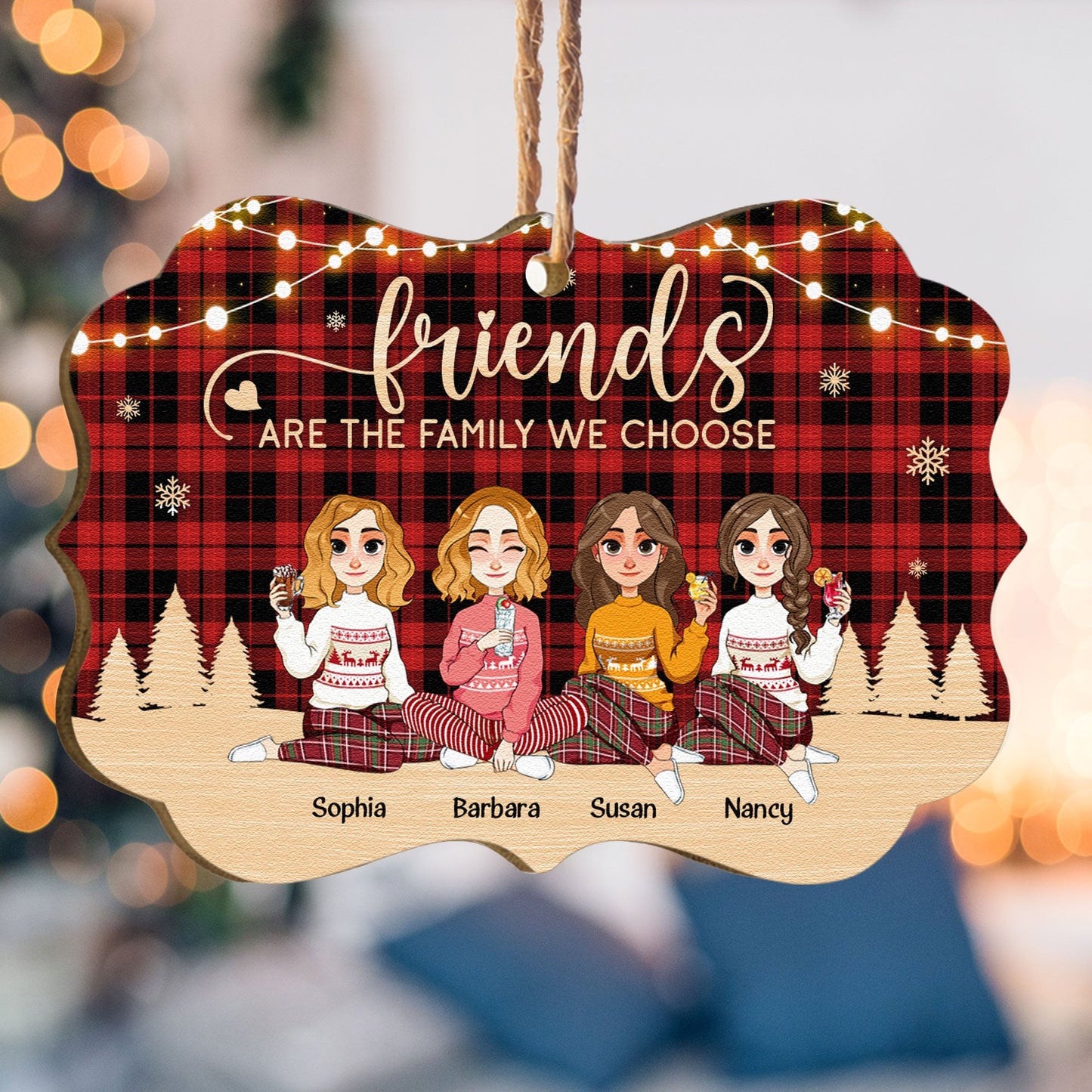 Friends Are The Family We Choose - Personalized Wooden Ornament