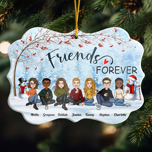 Friends Forever Red Tree - Personalized Acrylic Ornament