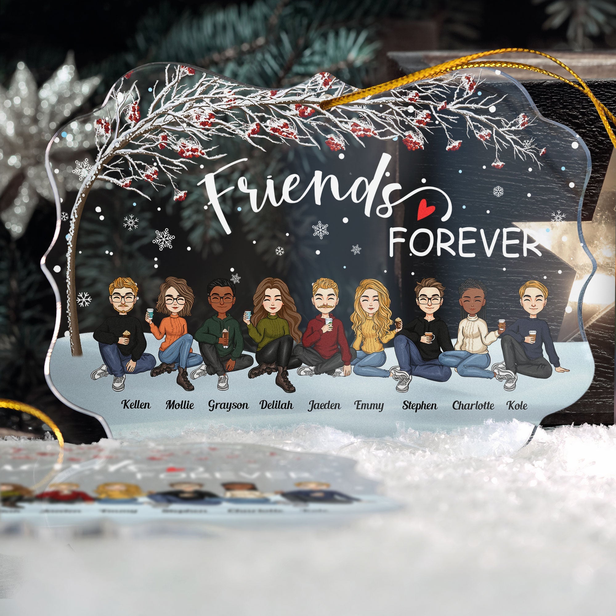 Friends Forever - Winter Tree - Personalized Acrylic Ornament